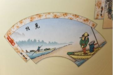 アンティーク雑貨　ノリタケ・則武(日陶)　「東海道五十三次」和の雰囲気漂う火鉢(手あぶり、鉢カバー、傘立て)(1)