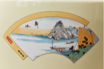 アンティーク雑貨　ノリタケ・則武(日陶)　「東海道五十三次」和の雰囲気漂う火鉢(手あぶり、鉢カバー、傘立て)(1)
