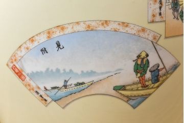 アンティーク雑貨　ノリタケ・則武(日陶)　「東海道五十三次」和の雰囲気漂う火鉢(手あぶり、鉢カバー、傘立て、ディスプレイ)(2)(R-028059)