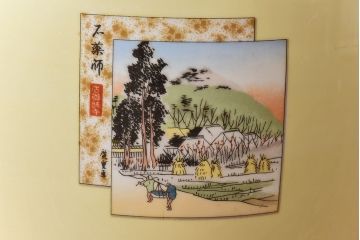 アンティーク雑貨　オールドノリタケ(日陶)　「東海道五十三次」火鉢(手あぶり、鉢カバー、傘立て)(2)