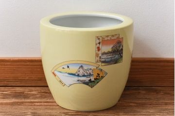アンティーク雑貨　オールドノリタケ(日陶)　「東海道五十三次」火鉢(手あぶり、鉢カバー、傘立て)(2)