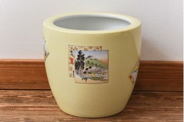 アンティーク雑貨　オールドノリタケ(日陶)　「東海道五十三次」火鉢(手あぶり、鉢カバー、傘立て)(2)