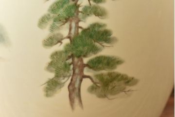 アンティーク雑貨　ノリタケ・則武(日陶) 　松の図が印象的な火鉢(手あぶり、鉢カバー、ディスプレイ)(R-028061)