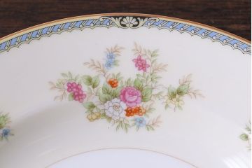 アンティーク雑貨　中古　ノリタケ(Noritake、則武)　可憐な花柄が魅力のスープ皿(洋食器)2枚セット(1)