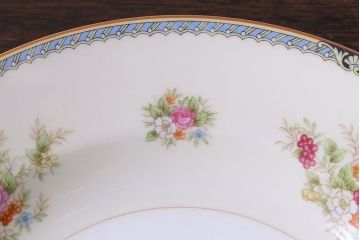 アンティーク雑貨　中古　ノリタケ(Noritake、則武)　可憐な花柄が魅力のスープ皿(洋食器)2枚セット(1)