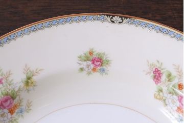 アンティーク雑貨　中古　ノリタケ(Noritake、則武)　可憐な花柄が魅力のスープ皿(洋食器)2枚セット(2)