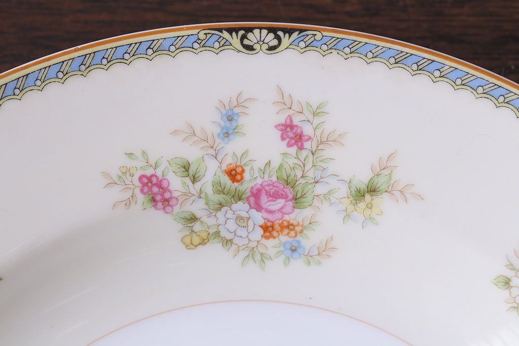 アンティーク雑貨　中古　ノリタケ(Noritake、則武)　可憐な花柄が魅力のスープ皿(洋食器)2枚セット(3)