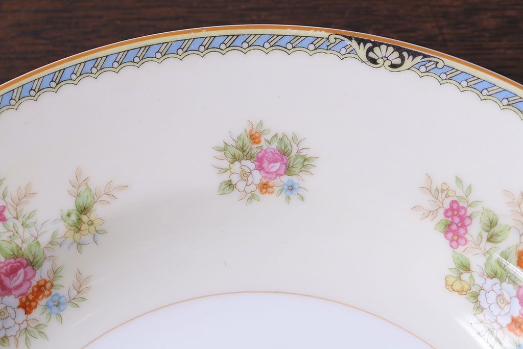 アンティーク雑貨　中古　ノリタケ(Noritake、則武)　可憐な花柄が魅力のスープ皿(洋食器)2枚セット(3)