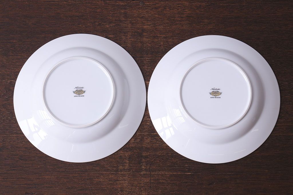 アンティーク雑貨　中古　ノリタケ(Noritake、則武)　可憐な花柄が魅力のスープ皿(洋食器)2枚セット(3)