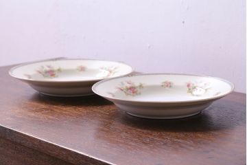 中古　ノリタケ(Noritake、則武)　可憐な花柄が魅力のスープ皿(洋食器)2枚セット