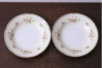 中古　ノリタケ(Noritake、則武)　可憐な花柄が魅力のスープ皿(洋食器)2枚セット