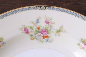 中古　ノリタケ(Noritake、則武)　柔らかな色味と花柄が愛らしいスープ皿(洋食器)2枚セット