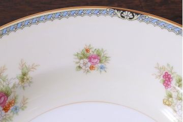 中古　ノリタケ(Noritake、則武)　柔らかな色味と花柄が愛らしいスープ皿(洋食器)2枚セット