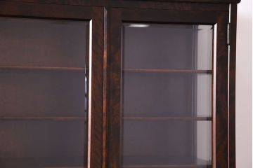 中古　希少な廃盤品!!　北海道民芸家具　OM158　上質な三方ガラス飾り棚(陳列棚、食器棚、ガラスケース)(1)
