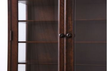 中古　希少な廃盤品!!　北海道民芸家具　OM158　上質な三方ガラス飾り棚(陳列棚、食器棚、ガラスケース)(1)