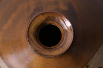 アンティーク雑貨　昭和期　笠間焼　中野晃嗣　草文一輪挿(花瓶、花器)