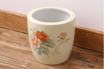 アンティーク雑貨　ノリタケ・則武(日陶)　昭和初期　牡丹の図　小さな火鉢(手あぶり、鉢カバー)(1)