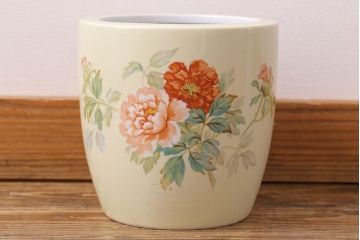 アンティーク雑貨　ノリタケ・則武(日陶)　昭和初期　牡丹の図　小さな火鉢(手あぶり、鉢カバー)(1)