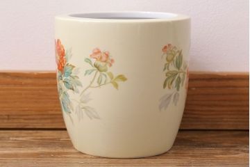 アンティーク雑貨　ノリタケ・則武(日陶)　昭和初期　牡丹の図　小さな火鉢(手あぶり、鉢カバー)(1)