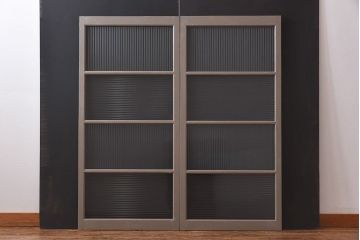 ペイント家具　シャビーシックな風合いのフィックス窓2枚セット(明かり取り、はめ殺し窓、建具)(1)