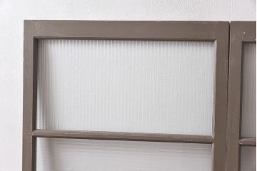 ペイント家具　シャビーシックな風合いのフィックス窓2枚セット(明かり取り、はめ殺し窓、建具)(1)
