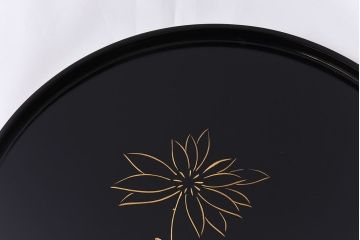 アンティーク雑貨　田中双竹堂　古今菁峰作　輪島塗　沈金絵丸盆(干菓子盆)