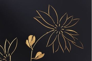 アンティーク雑貨　田中双竹堂　古今菁峰作　輪島塗　沈金絵丸盆(干菓子盆)