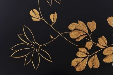 アンティーク雑貨　田中双竹堂　古今菁峰作　輪島塗　沈金絵丸盆(干菓子盆)