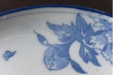 アンティーク雑貨　和製アンティーク　唐獅子牡丹図　染付中皿