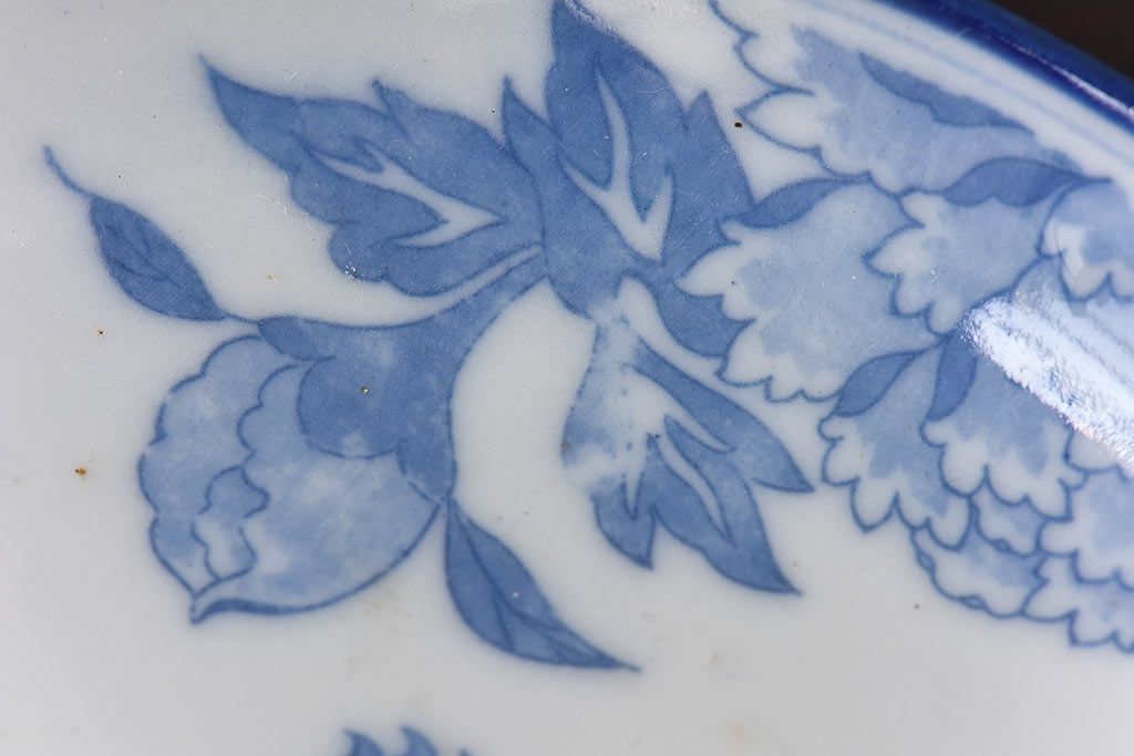 アンティーク雑貨　和製アンティーク　唐獅子牡丹図　染付中皿