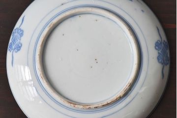 アンティーク雑貨　和製アンティーク　唐獅子牡丹図　染付中皿