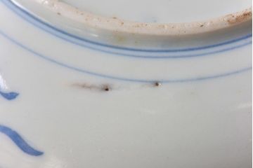 アンティーク雑貨　和製アンティーク　唐獅子牡丹図　染付中皿