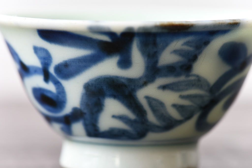 アンティーク雑貨　和製アンティーク　染付湯のみ(湯呑)2客セット(1)