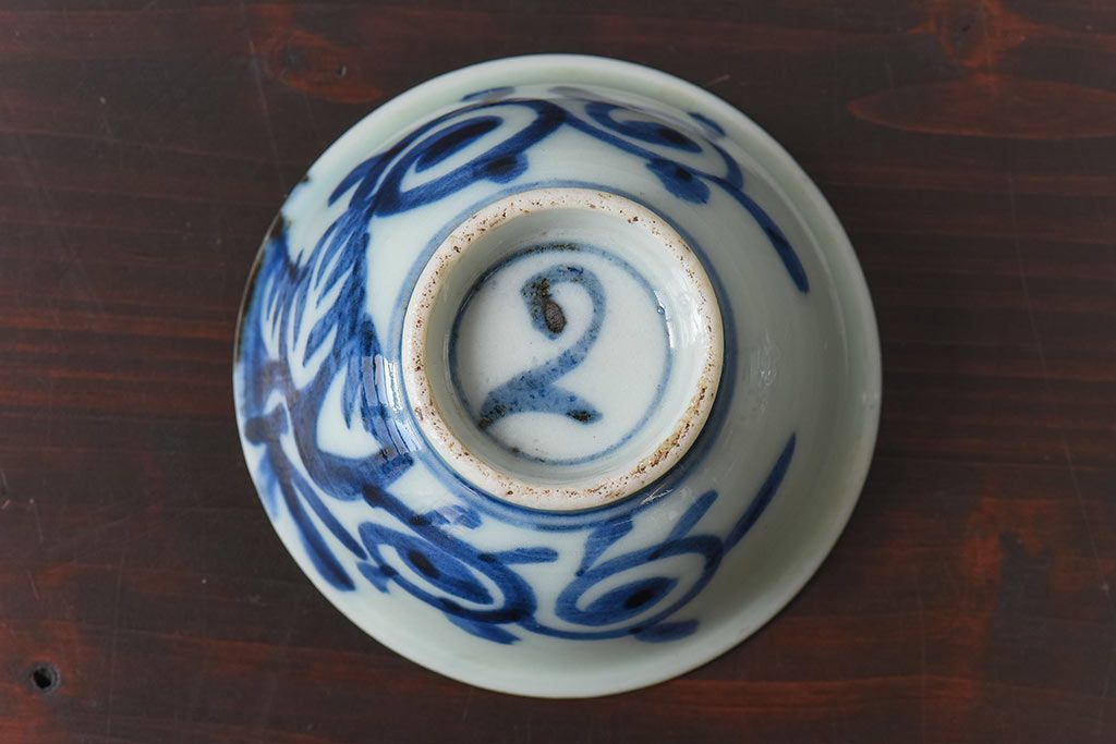 アンティーク雑貨　和製アンティーク　染付湯のみ(湯呑)2客セット(2)