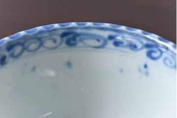 和製アンティーク　花柄　染付湯のみ(湯呑、蕎麦猪口)2客セット(2)