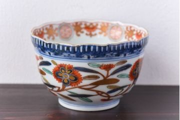 アンティーク雑貨　江戸期　華やかな色合いが目を引く色絵向付(和食器)(2)