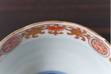 アンティーク雑貨　江戸期　華やかな色合いが目を引く色絵向付(和食器)(2)