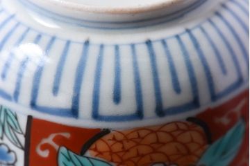 アンティーク雑貨　古民具・骨董　江戸期　華やかな古伊万里色絵染付　蕎麦猪口(湯呑、向付)(3)