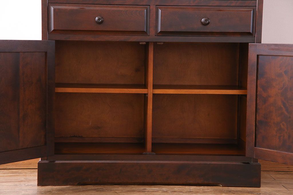 中古美品　北海道民芸家具　HM160K　上品なキャビネット(食器棚、本箱、書棚、収納棚)(定価約45万)(2)