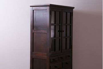 中古美品　北海道民芸家具　HM160K　上品なキャビネット(食器棚、本箱、書棚、収納棚)(定価約45万)(2)