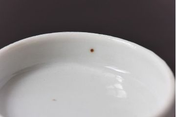 幕末〜明治期!　余白を美しく魅せる赤絵染付蓋茶碗2客セット(1)
