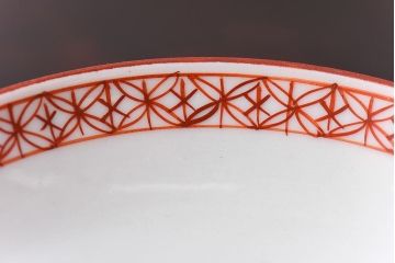 アンティーク雑貨　幕末〜明治期!　余白を美しく魅せる赤絵染付蓋茶碗(1)