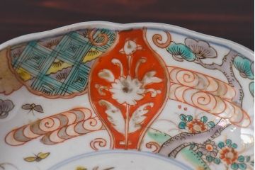 アンティーク雑貨　江戸期　古伊万里　牡丹と松のなます皿2枚セット(1)