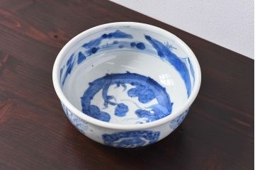 アンティーク雑貨　江戸期　古伊万里　染付　雲龍文　深鉢(深皿)(1)