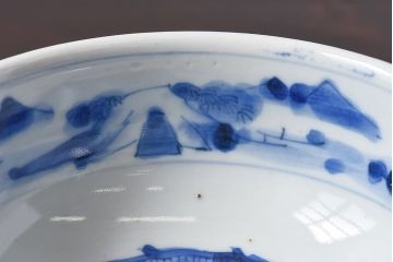 アンティーク雑貨　江戸期　古伊万里　染付　雲龍文　深鉢(深皿)(1)