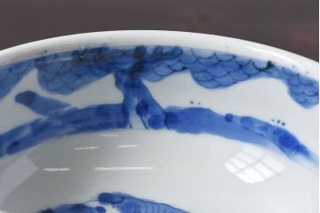 アンティーク雑貨　江戸期　古伊万里　染付　雲龍文　深鉢(深皿)(1)