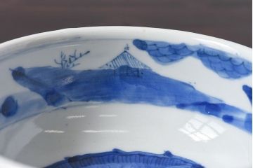アンティーク雑貨　江戸期　古伊万里　染付　雲龍文　深鉢(深皿)(1)