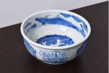 アンティーク雑貨　江戸期　古伊万里　染付　雲龍文　深鉢(深皿)(1)
