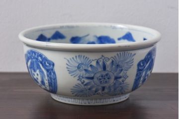 アンティーク雑貨　江戸期　古伊万里　染付　雲龍文　深鉢(深皿)(2)