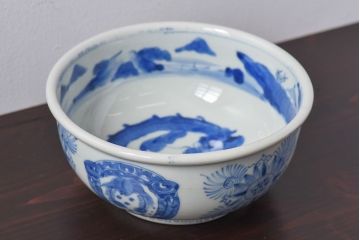 アンティーク雑貨　江戸期　古伊万里　染付　雲龍文　深鉢(深皿)(2)